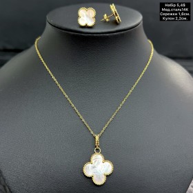 Набір 0025 (відтінок 14К) (сережки і цепочка з кулоном)